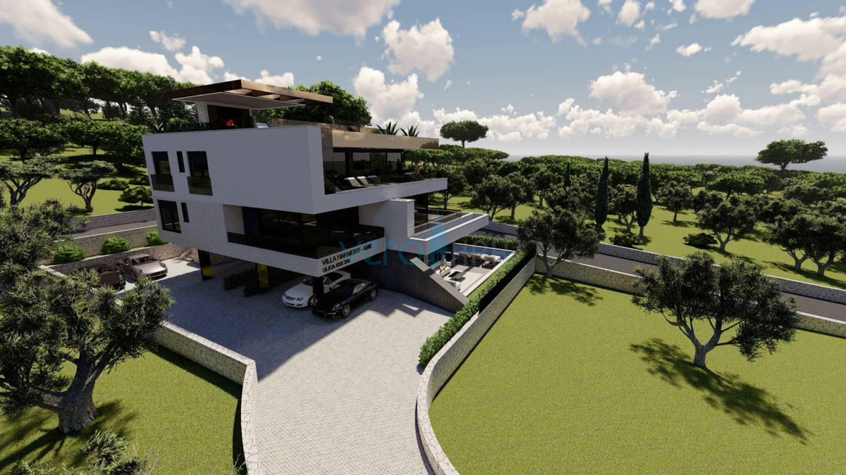 Grad Krk, isola di Krk, piano terra, appartamento moderno in nuova villa 83 m2, piscina, giardino, vendita