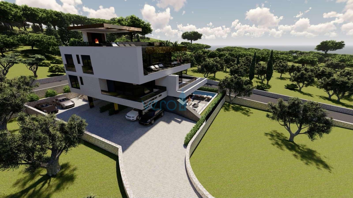 Grad Krk, isola di Krk, piano terra, appartamento moderno in nuova villa 83 m2, piscina, giardino, vendita