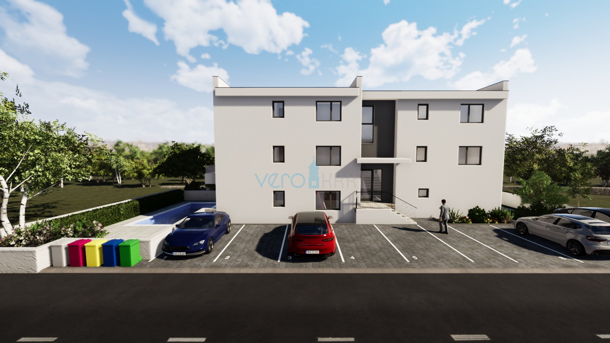 Malinska, nuova costruzione, attico con vista mare e appartamento con una camera da letto con giardino, vendita