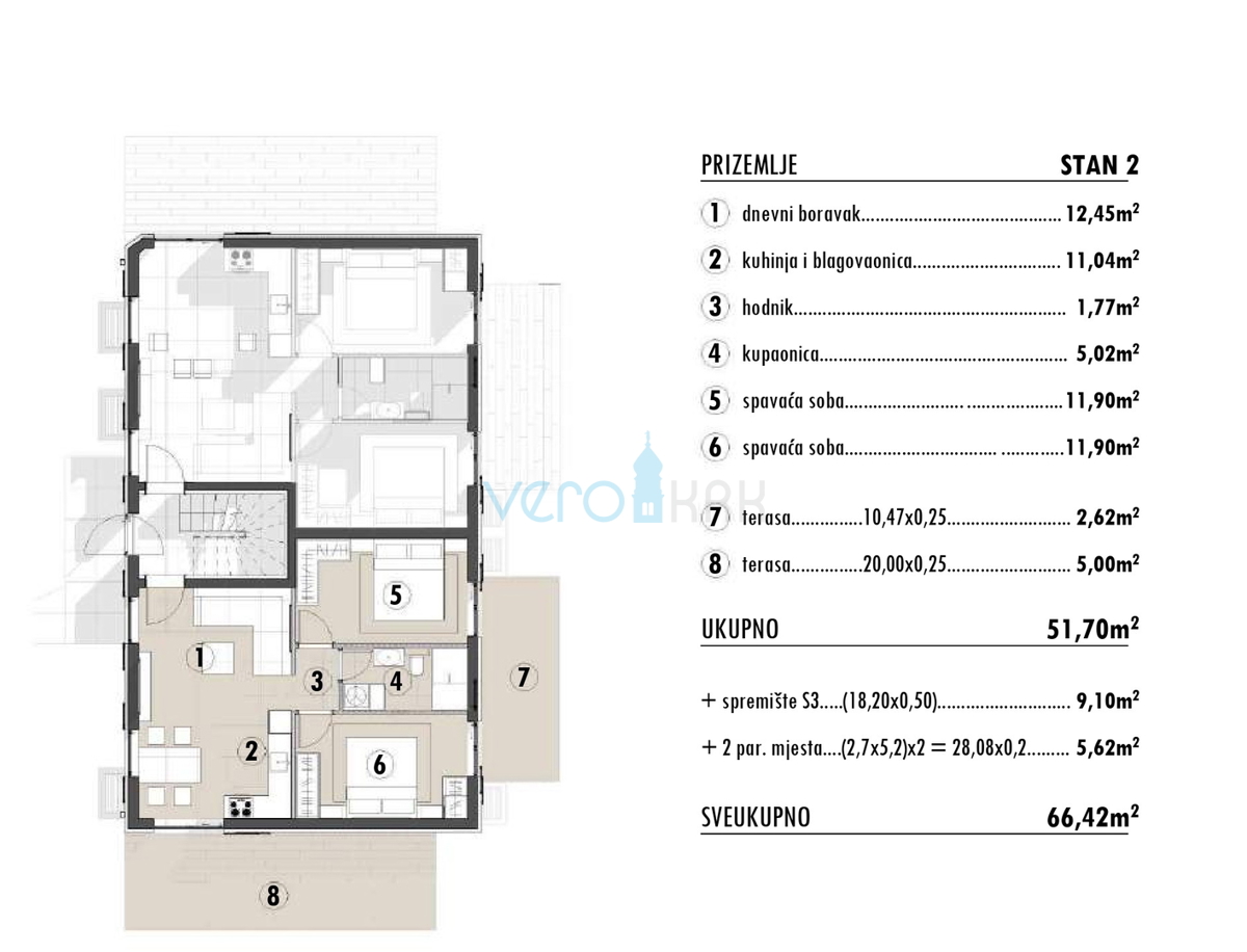 Otok Krk, Omišalj, appartamento bilocale al piano terra, nuova costruzione, giardino, vendita