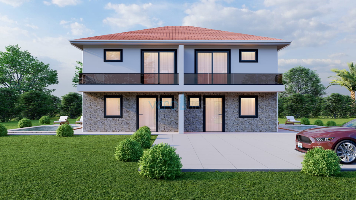 Malinska, isola di Krk, nuova casa bifamiliare, vista mare, in vendita