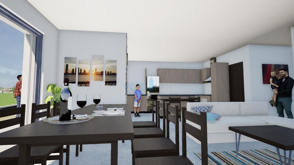 Malinska, isola di Krk, nuova casa bifamiliare, vista mare, in vendita