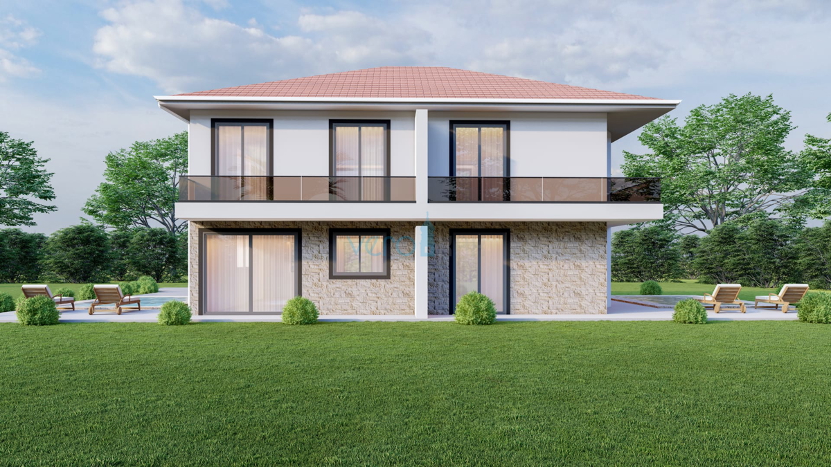 Malinska, isola di Krk, nuova casa bifamiliare, vista mare, in vendita