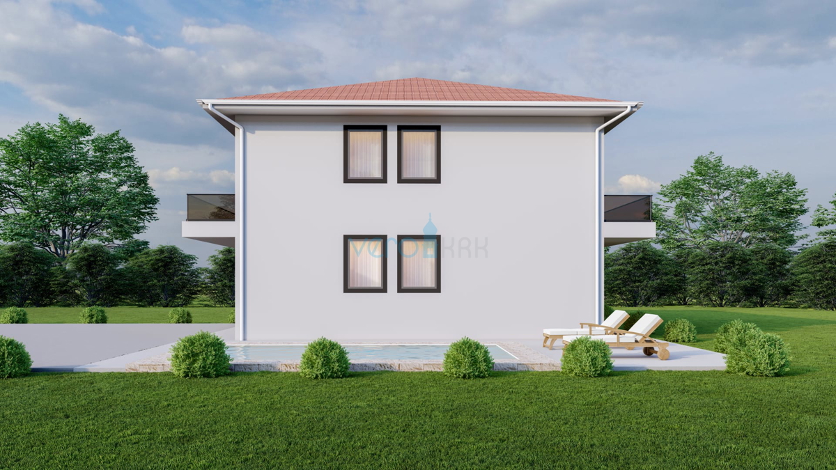 Malinska, isola di Krk, nuova casa bifamiliare, vista mare, in vendita