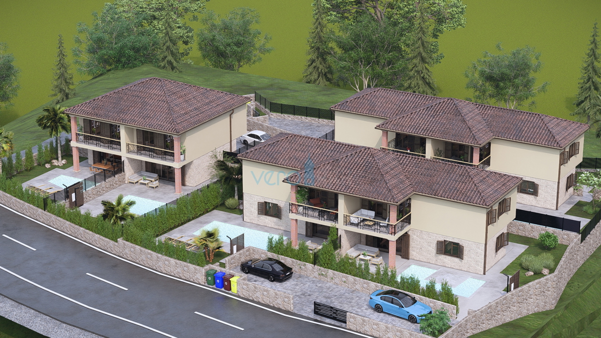 Città di Krk, periferia, terreno edificabile 716 m2, permesso di costruzione con progetto, vista, vendita