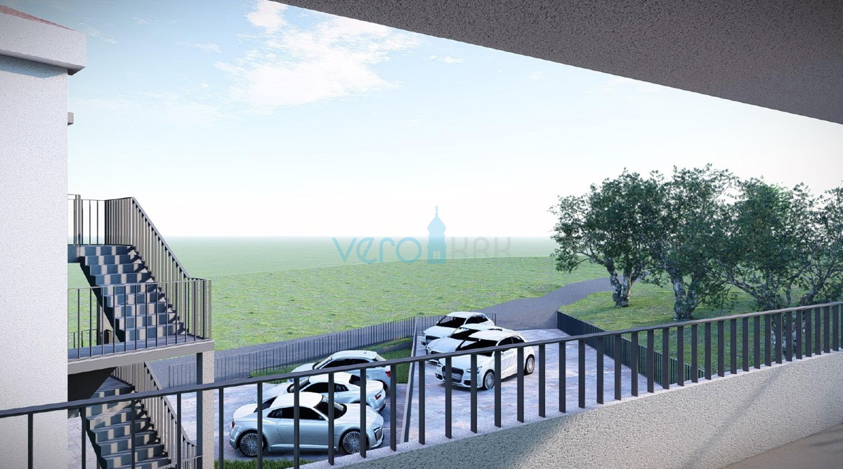 Bai Soline, isola di Krk, appartamento bilocale al piano, vista, nuova costruzione, in vendita