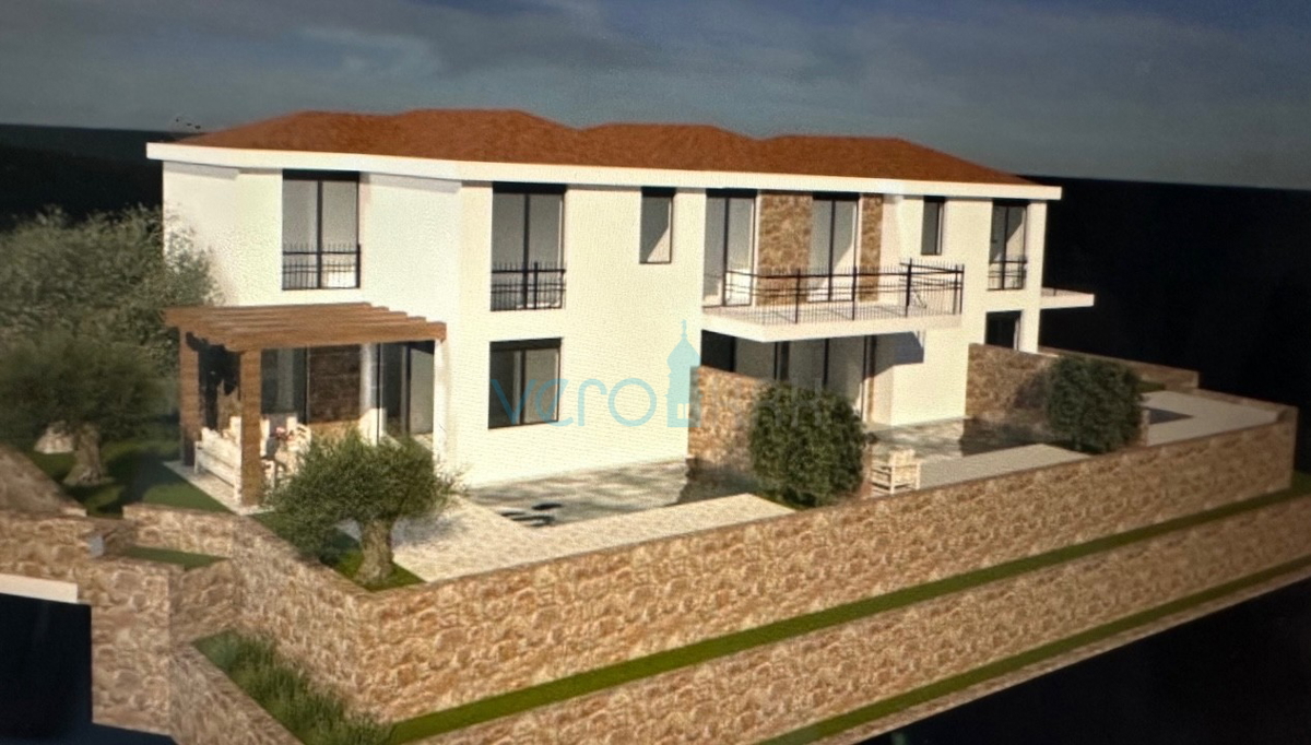 Njivice, isola di Krk, nuova costruzione, casa a schiera moderna, piscina, in vendita