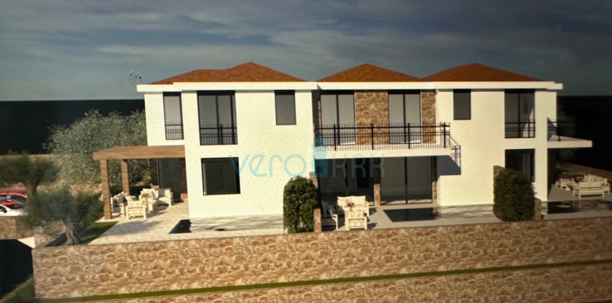 Njivice, isola di Krk, nuova costruzione, casa a schiera moderna, piscina, in vendita