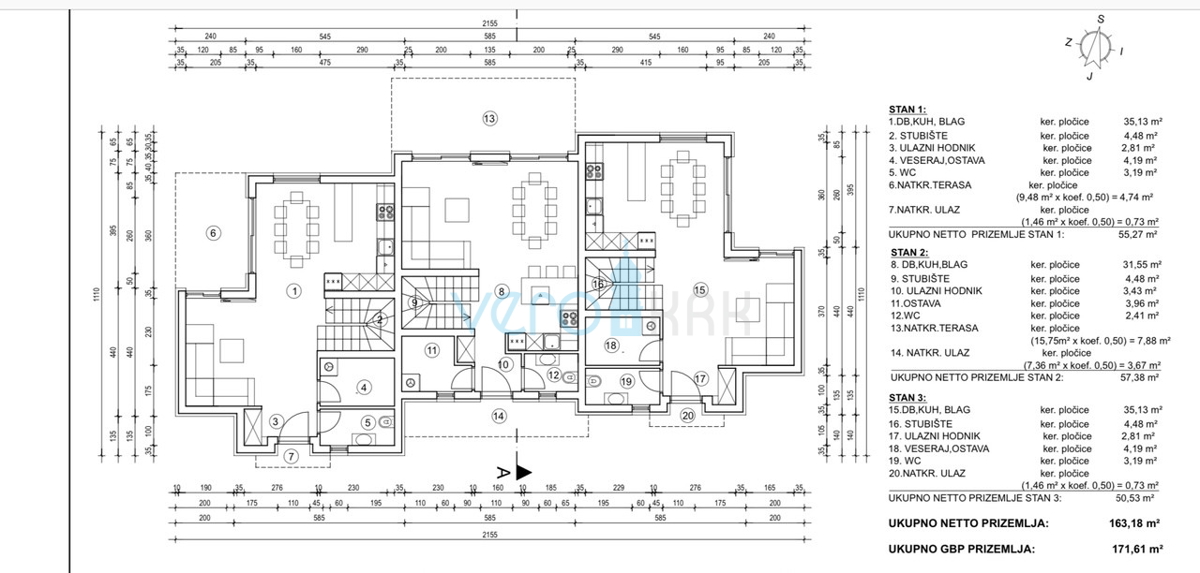 Njivice, isola di Krk, nuova costruzione, casa a schiera moderna, piscina, in vendita