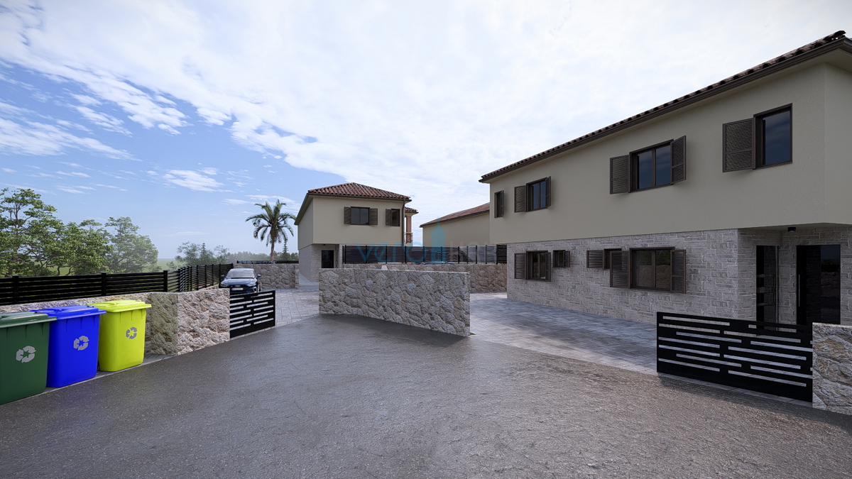 Città di Krk, periferia, terreno edificabile 716 m2, permesso di costruzione con progetto, vista, vendita