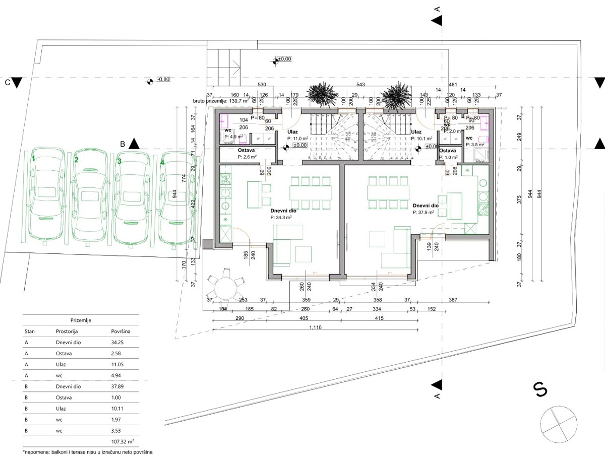 Malinska, isola di Krk, nuova moderna casa bifamiliare, piscina, vista, giardino, vendita