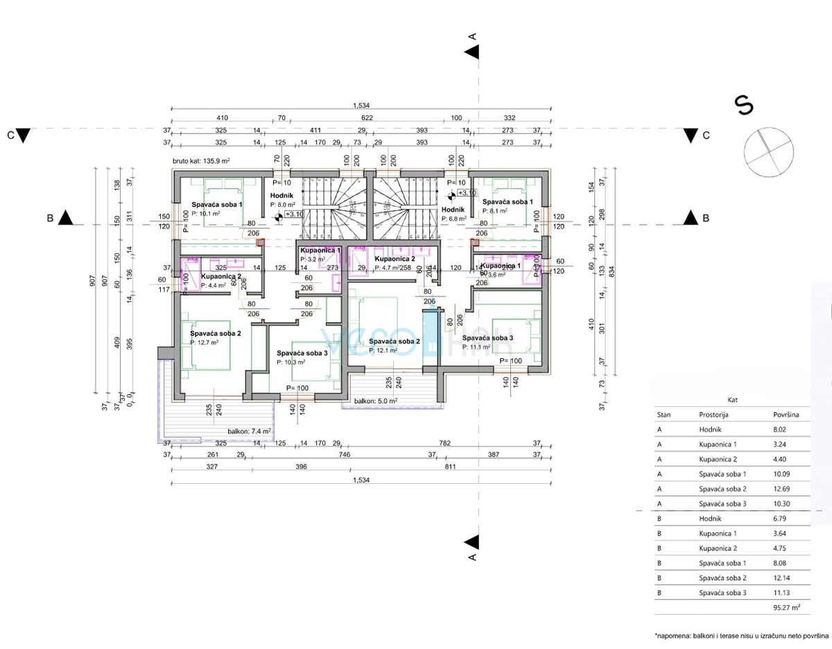 Malinska, isola di Krk, nuova moderna casa bifamiliare, piscina, vista, giardino, vendita