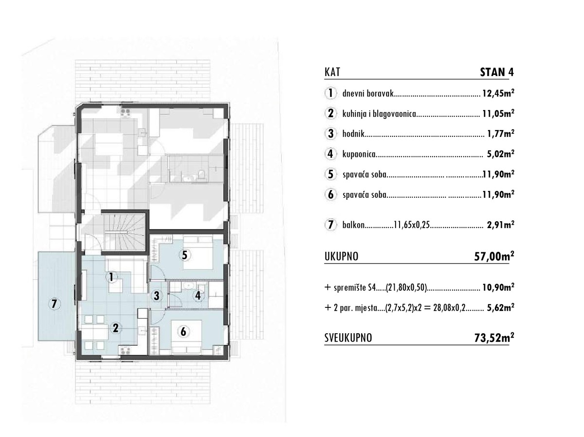 Otok Krk, Omišalj, appartamento bilocale al 1° piano, nuova costruzione, vista mare, ripostiglio, vendita
