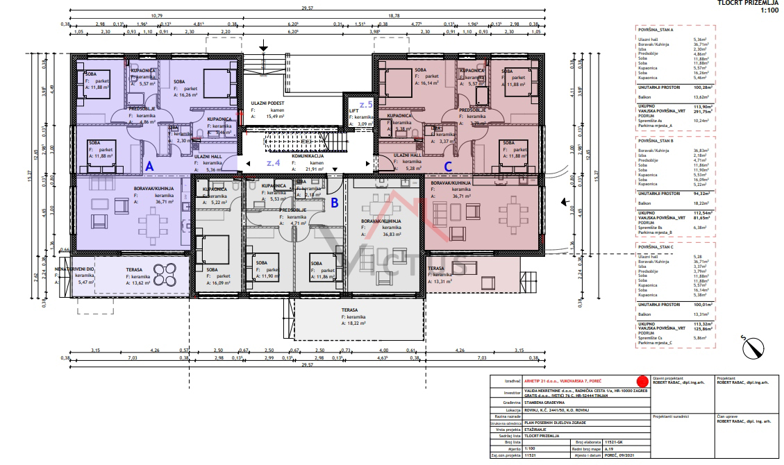 ROVINJ - appartamento 4 camere + bagno, nuova costruzione, ascensore, garage