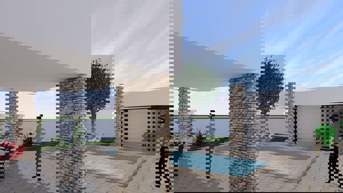 Nin, Zaton, casa con piscina (319m2), 300 metri dal mare, NUOVA COSTRUZIONE!