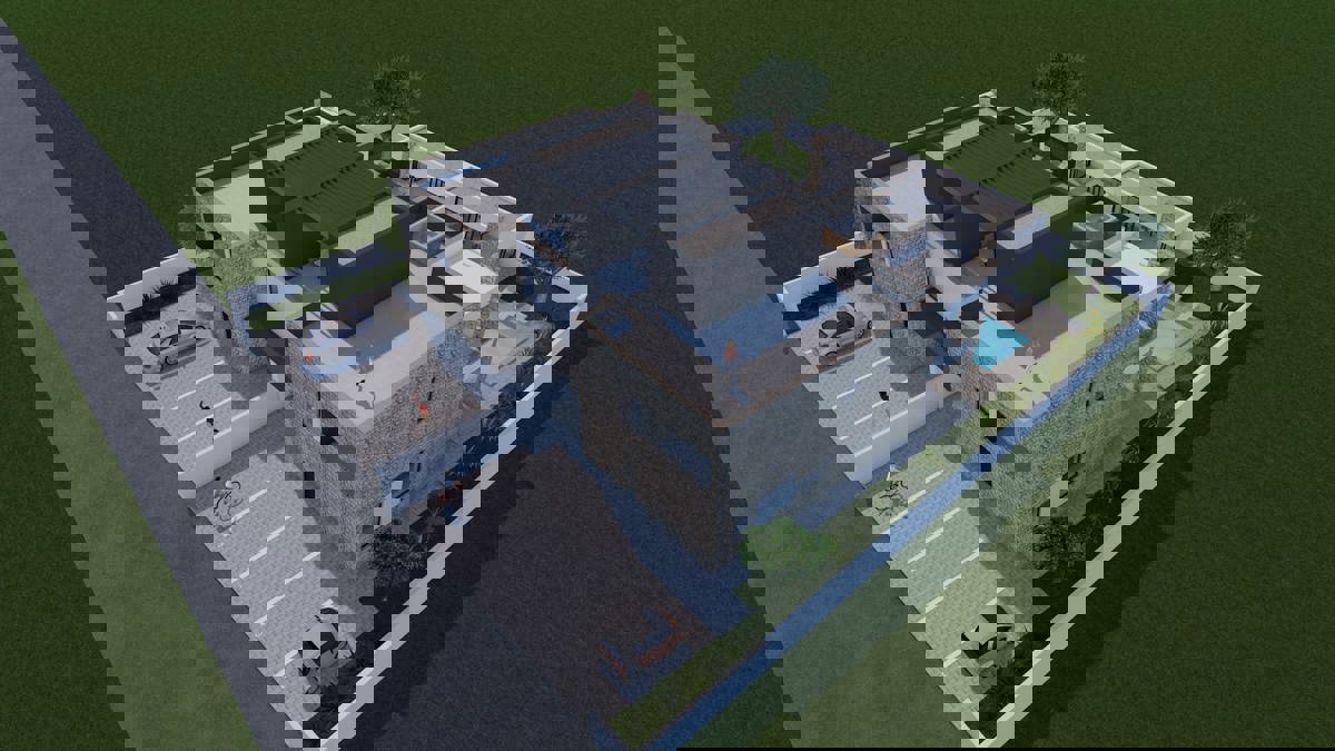 Nin, Zaton, casa con piscina (319m2), 300 metri dal mare, NUOVA COSTRUZIONE!