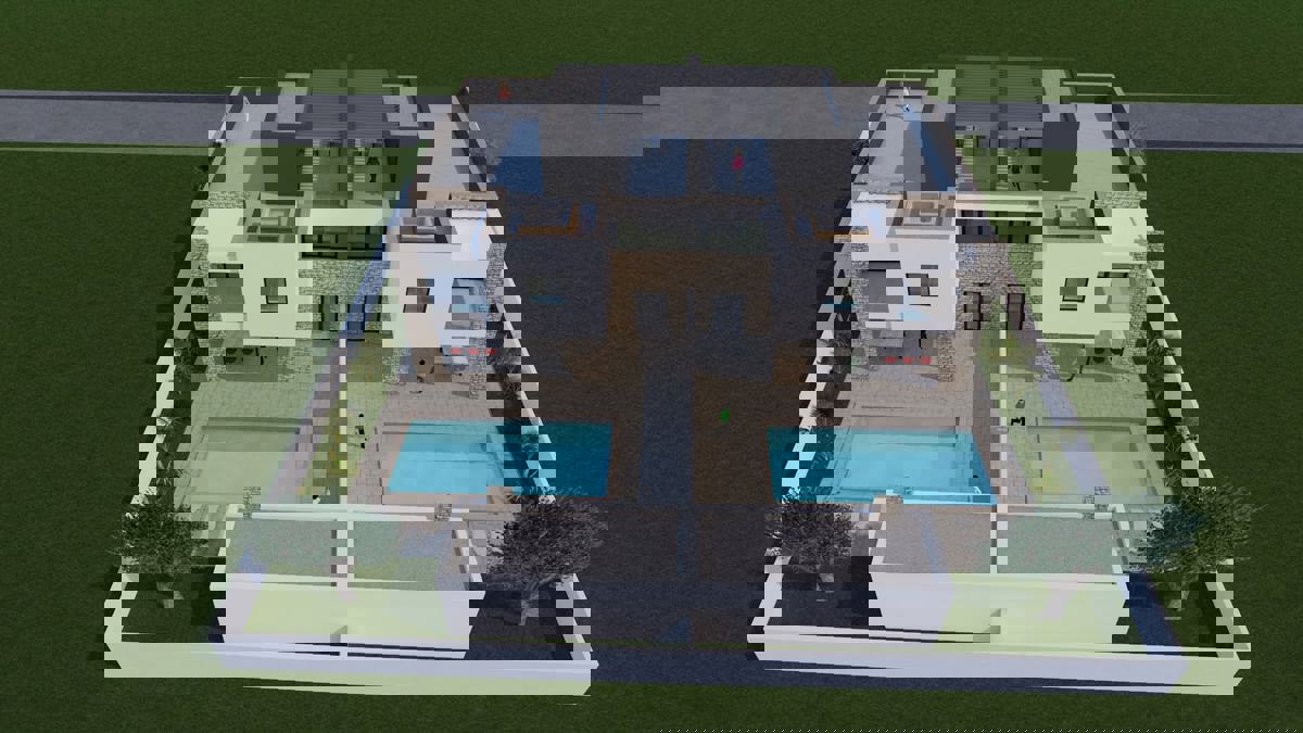 Nin, Zaton, casa con piscina (319m2), 300 metri dal mare, NUOVA COSTRUZIONE!