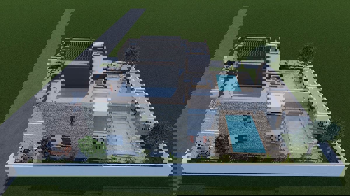 Nin, Zaton, casa con piscina (319m2), 300 metri dal mare, NUOVA COSTRUZIONE!