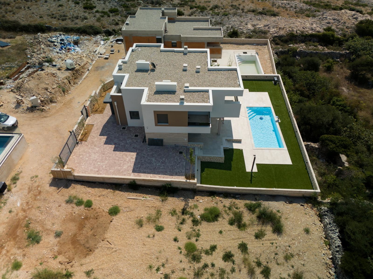 Novalja, località Škuncini, villa moderna (238 m2) con piscina e vista panoramica sul mare, NUOVA COSTRUZIONE