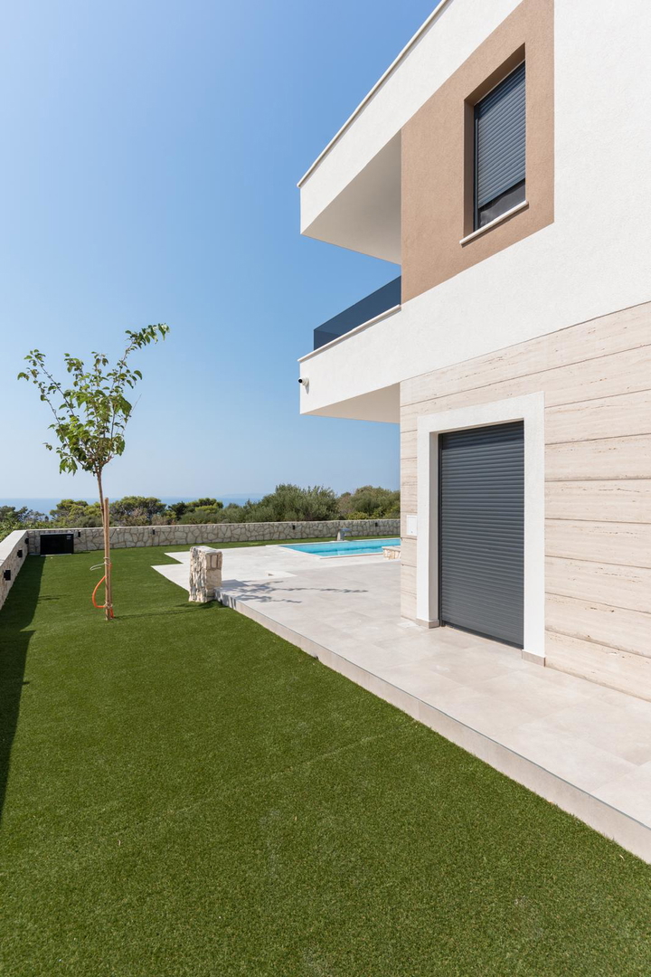 Novalja, località Škuncini, villa moderna (238 m2) con piscina e vista panoramica sul mare, NUOVA COSTRUZIONE