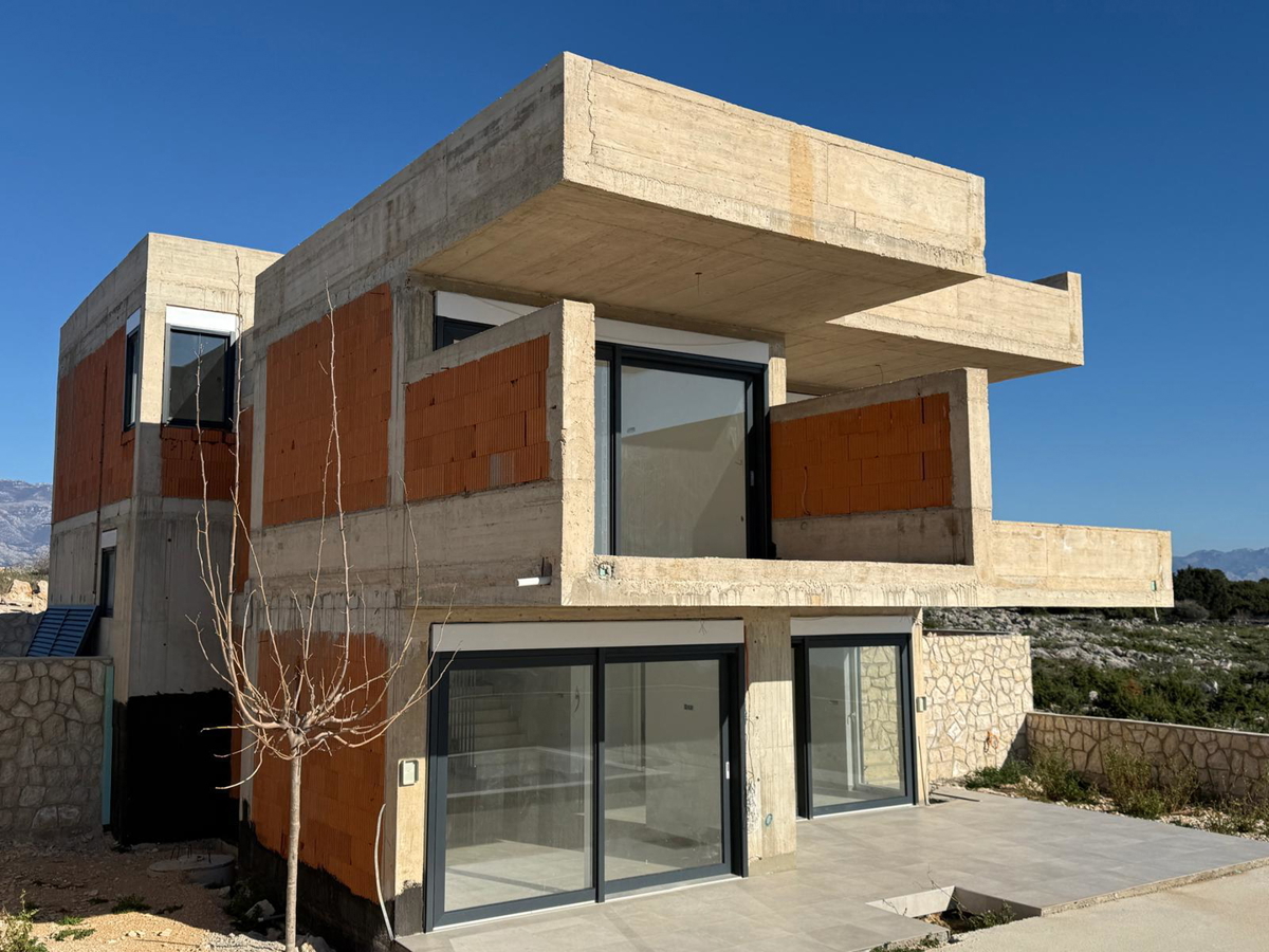 Novalja, Škuncini stani, villa moderna (238m2) in costruzione con piscina e vista panoramica sul mare